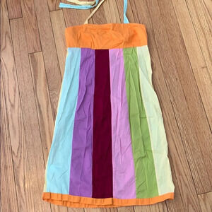 Women’s Original Penguin sleeveless halter dress multicolor boho 100% cotton 4